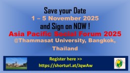 Save the Date flyer for the Asia Pacific Socail Forum with link to register. Credit: Asia Pacific Social Forum