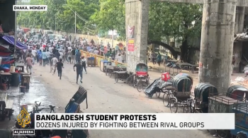 Still of student protests in Bangladesh street. Credit: Aljazeera
