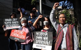 Cordillera Peoples Alliance and other NGOs protesting the heir designation as “terrorists” by the Anti-Terrorism Council (ATC) at the Baguio Regional Trial Court. Credit: Cordillera People's Alliance
