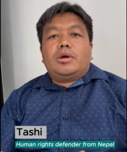 Tashi, human rights defender from Nepal, screenshot from FORUM-ASIA Hear Me Out series. Credit: FORUM-ASIA