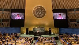 Secretary General of Asia Indigenous Peoples Pact (AIPP) Gam A. Shimray addressed the General Assembly of the United Nations during the “High-level event convened by the President of the General Assembly to commemorate the tenth anniversary of the adoption of the outcome document of the high-level plenary meeting of the General Assembly known as the World Conference on Indigenous Peoples” on the 17th of April , 2024. Credit: AIPP