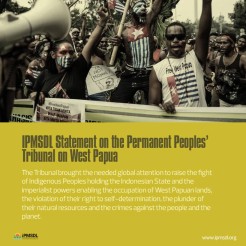 Cover of Indigenous Peoples Movement for Self-Determination & Liberation statement on the Permanent Peoples' Tribunal on West Papua. Credit: IPMSDL
