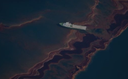 Ship dumping waste in the sea. Credit: JATAM
