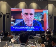 HE Jose Ramos-Horta appearing online at the Asia Democracy Assembly. Credit: DTP
