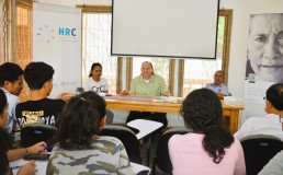 Joshua Cooper delivering a talk to UNTL Human Rights Centre staff and students. Credit: UNTL Human Rights Centre