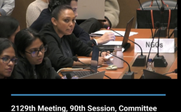 Lucille Abeykoon presenting on behalf of Human Rights Office, Kandy at the 90th Session of CEDAW. Credit: Lucille Paru/UNTV