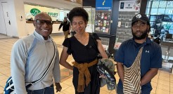 Emmanuel Peni with Catherine Geluwa and Tabbie Kafare. Credit: DTP