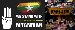 South Asians for Human Rights banner in solidarity with the people of Myanmar