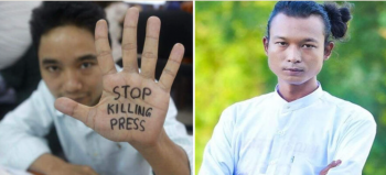Ko Myo Thant (left) and Ko Win Naing Oo (right), two of the 53 journalists currently being detained in Myanmar Credit: The Irrawaddy