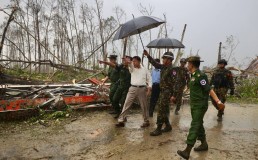 Officials touring the Cyclone Mocha affected areas in Myanmar. credit: Western News Burma