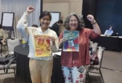 Eloisa Mesina, SecretaryGeneral of Katribu Youth, and Nina Sangma at the Asia-Pacific Conference on Internet Freedom in Bangkok, Thailand. Credit: Nina Sangma