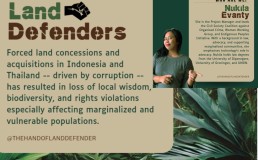 Social media flyer advertising Land Defenders NGO with a photo of Nukila Evanty and a short bio. Credit: Nukila Evanty/X