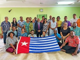 PIANGO members with members of the United Liberations Movement for West Papua campaign at a recent meeting in Fiji. Credit: PIANGO