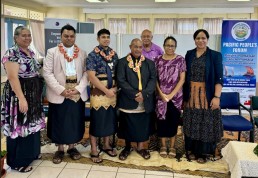PIANGO Executive Director Emeline Illohaia (left) joins Pacific civil society at the PIF Pacific People's Forum. Credit: PIANGO