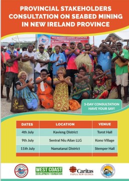 Flyer for the Stakeholder consultation on deep sea mining in New Ireland Province. Credit: West Coast Development Foundation
