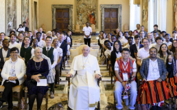 Pope Francis with members of Pax Romana Credit: Pax Romana