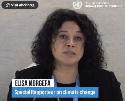 UN Special Rapporteur on climate change Elisa Morgera presents her report to the Human Rights Council. Credit: UN/X