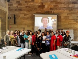 Participants with trainer Henry Zwartz on zoom at the Human Rights and Advocacy training. Credit: DTP