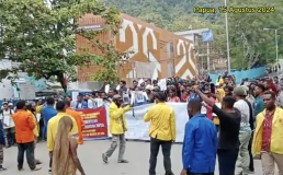 Still from video of student protests in Jayapura commemorating the signing of the New York Agreement. Credit: DASMEE MEPAGO/YouTube 