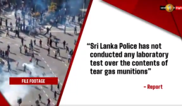 Screenshot from report showing file footage of Police used expired Tear gas on Protesters. Credit: Newsfirst.lk English