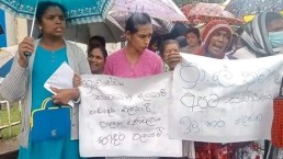 Protesting women demand Aswsuma relief payments in Nuwara Eliya, Sri Lanka, on 26 June 2023 Credit: Facebook