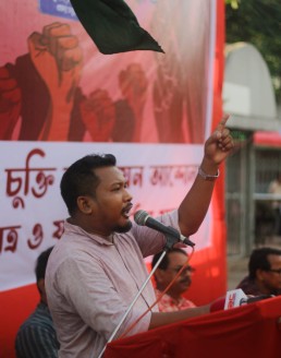 Toni Chiran speaking at rally marking the 25th anniversary of the Chittagong Hill Tracts Peace Accord. Credit: Toni Chiran