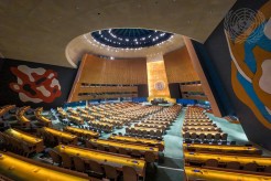 a wide view of the UN General Assembly Hall at the UN Headquarters. Credit: UN Photo/Manuel Elias