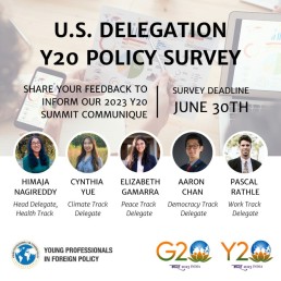 Announcement of the US Delegation Y20 Policy Survey. Credit: Y20 US delegation