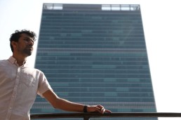 Vishal Prasad, a campaigner with the Pacific Islands Students Fighting Climate Change from Fiji, poses outside the United Nations Headquarters in Manhattan, New York City, U.S., September 16, 2022. Credit: REUTERS/Andrew Kelly