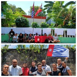 Photo of DTP alumni in Timor-Leste and Fiji raising the Morning Star flag on the 60th anniversary of the declaration of Papuan Independence. Credit: DTP alumni
