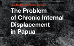 Cover of The Problem of Chronic Internal Displacement in Papua report. Credit: Freepik - Mateus Andre