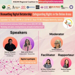 Poster for the APF session Dismantling Digital Dictatorship: Safeguarding Rights in the Online Arena".