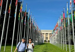 DTP alumni Anselmo Lee and William Nokrek outside UN in Geneva. Credit: William Nokrek/Facebook