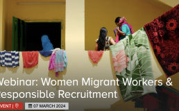 Webinar flyer for Women Migrant Workers and Responsible Recruitment. Credit: IHRB