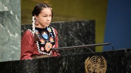 Indigenous woman addresses the UN in new York. Credit: UN Photo / Manuel Elias.